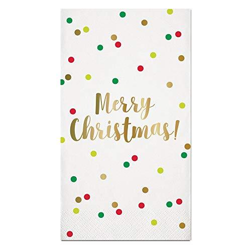 Gold Foil Merry Christmas Polka Dot Paper Guest Towels - A Gifted Solution
