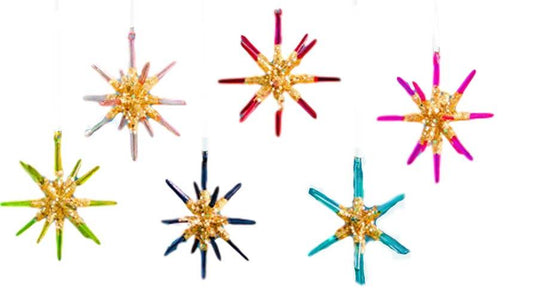 One Hundred 80 Degrees Large Sparkle Color Ornaments Set of 6 