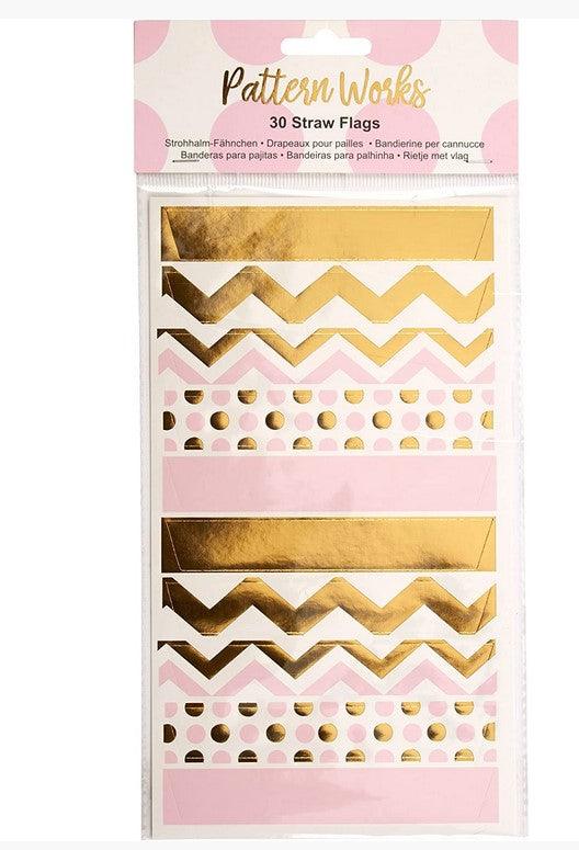 Neviti Patternworks Modern Design Paper Straw Flags (30 ct) (Pink)