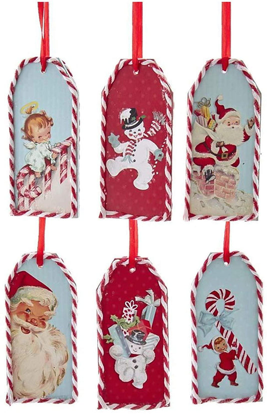 Retro Wooden Christmas Tag Ornaments