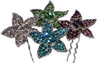 Rhinestone Flower Hair Clips