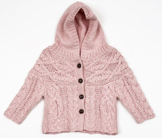 Egg Baby Pink Cable Knit Infant Cardigan 6-12 month - A Gifted Solution