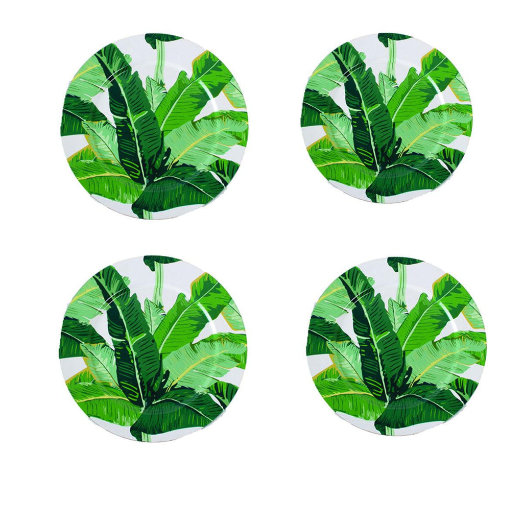 Tropical Leaves Charger Plates Set of 4