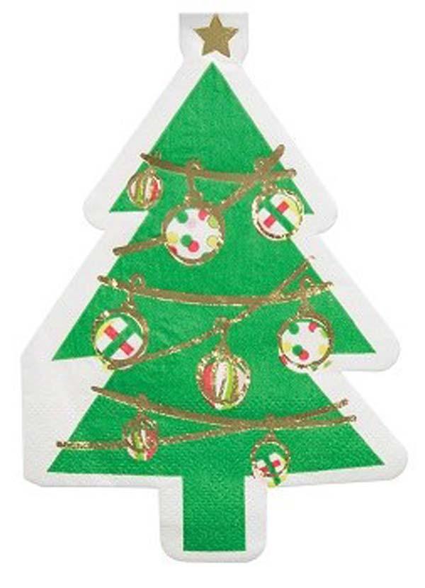 Die-Cut Christmas Tree Beverage Paper Napkins