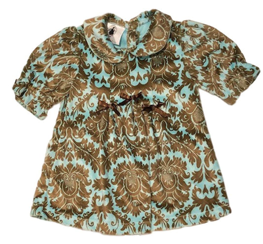 Aqua and blue paisley velour dress