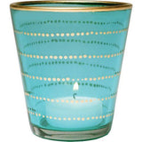 Turquoise Blue Gilded Gold Horizontal Candle Holder