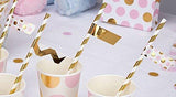 Gold Stripe and Chevron Drinking Straw Flags