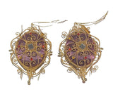Shabby Chic Gold Wire Satin and Rhinestone Ornaments s/5 - A Gifted Solution
