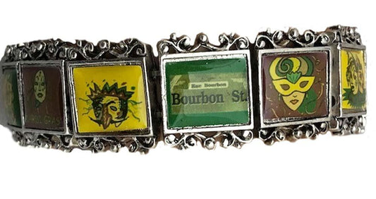 Mardi Gras Theme Tile Bracelet