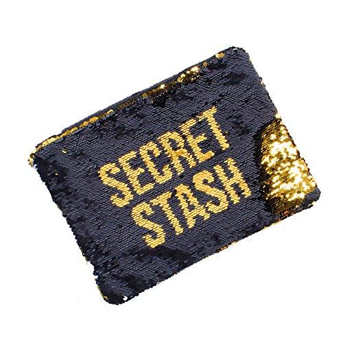 Black and Gold Sequin Secret Stash Carry-All Pouch