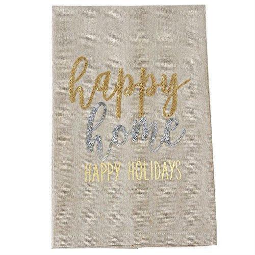 Sequin Happy Home Happy Holidays Hand Towel