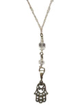 Hamsa Hand with Crystal Beads Sterling Silver Necklace - A Gifted Solution