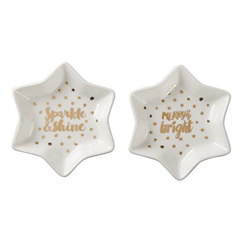 Gold and White Star Sparkle and Shine Appetizer Plates (Set/4)