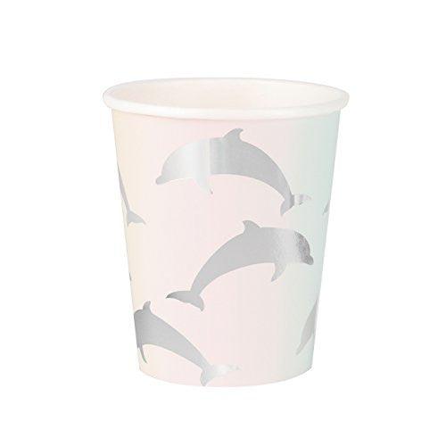 Silver Foil Dolphins Pastel Paper Cups