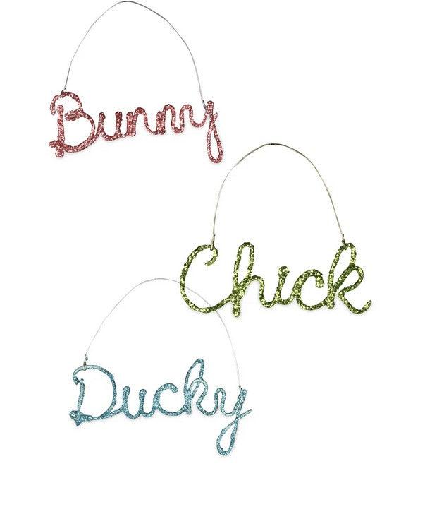 Bethany Lowe Chick Bunny Ducky Hanging Ornaments S/3