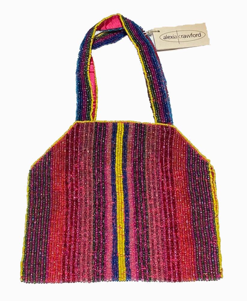 Alexia Crawford Multicolor Stripe Beaded Bag