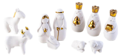 White and Gold Nativity Scene