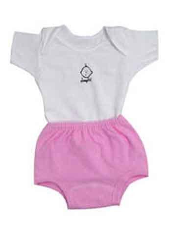 White Onesie with Pink Terry Diaper Cover