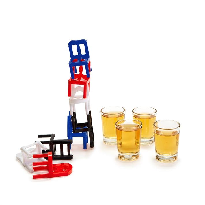 Stacking Chairs Game and Shot Glasses