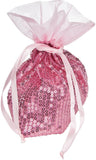 Pink Sequin Organza Favor Bags