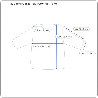 Blue and Black Cow Infant Tee Shirt with Cap 3 mo - A Gifted Solution