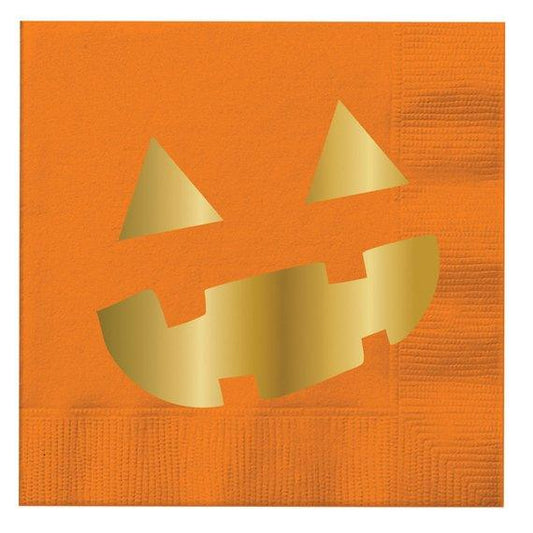 Slant Orange Pumpkin Paper Beverage Napkins (20 ct) - A Gifted Solution