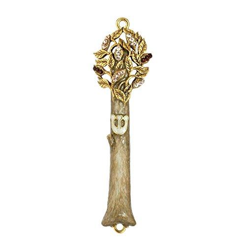 Quest Collection Tree of Life Crystal and Gold Pewter Mezuzah
