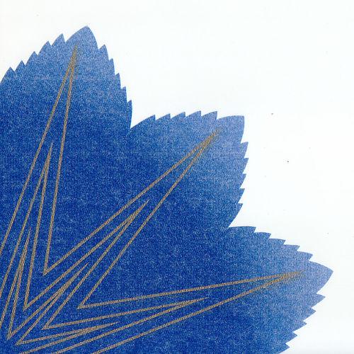 Nareg Blue and Gold Feather Edge Rice Paper Luncheon Napkins 15ct