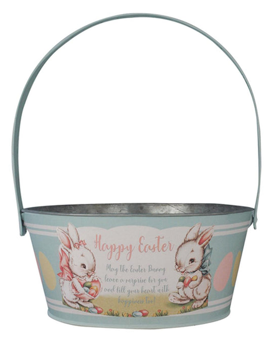 Bethany Lowe Tin Easter Basket Aqua