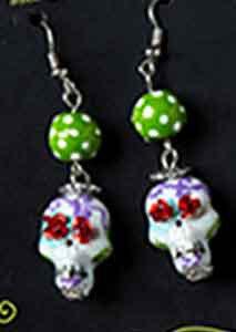 Skull and Roses Venetian Glass Earrings - A Gifted Solution