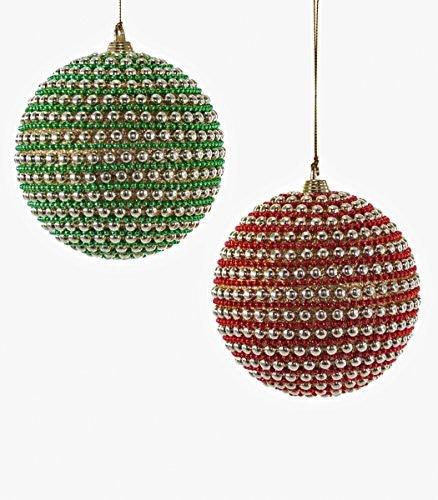 Katherine's Collection Metallic  Green  Red Gold Beaded Ornaments